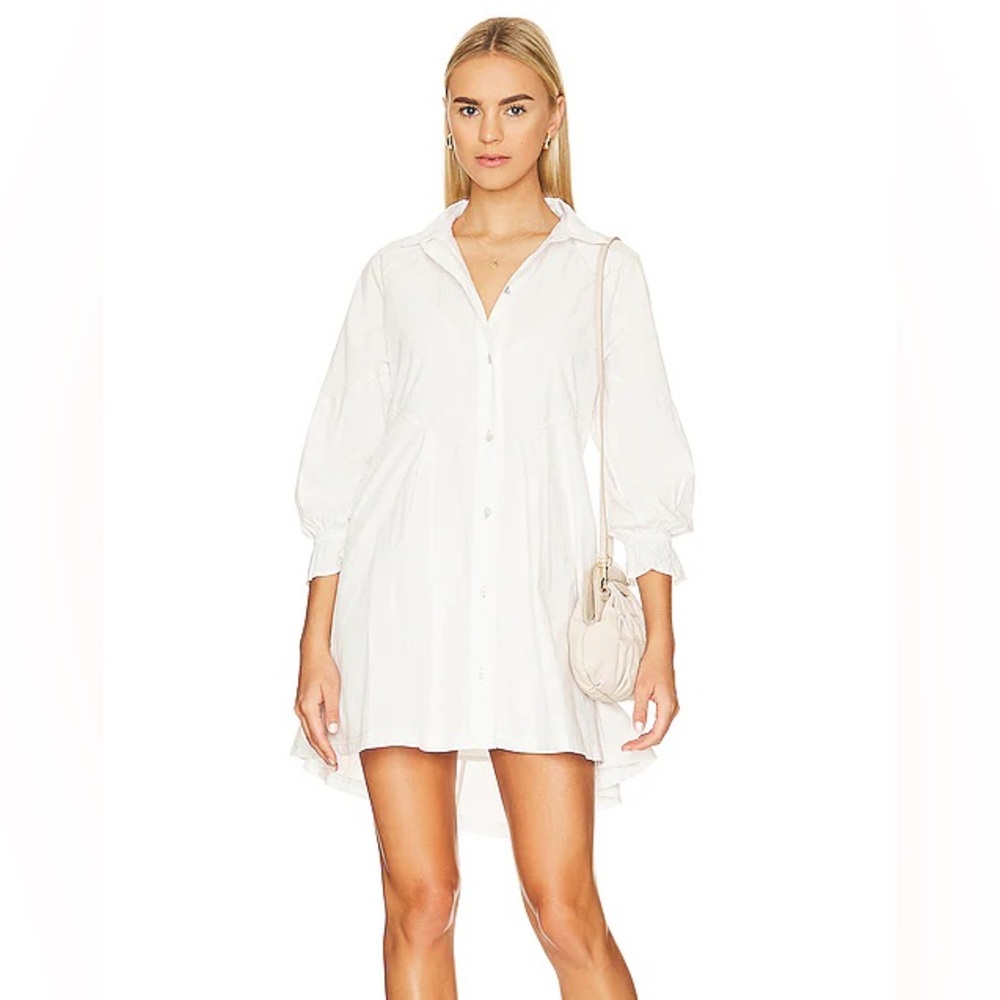 Hannah Poplin Dress in Ecru FREE PEOPLE